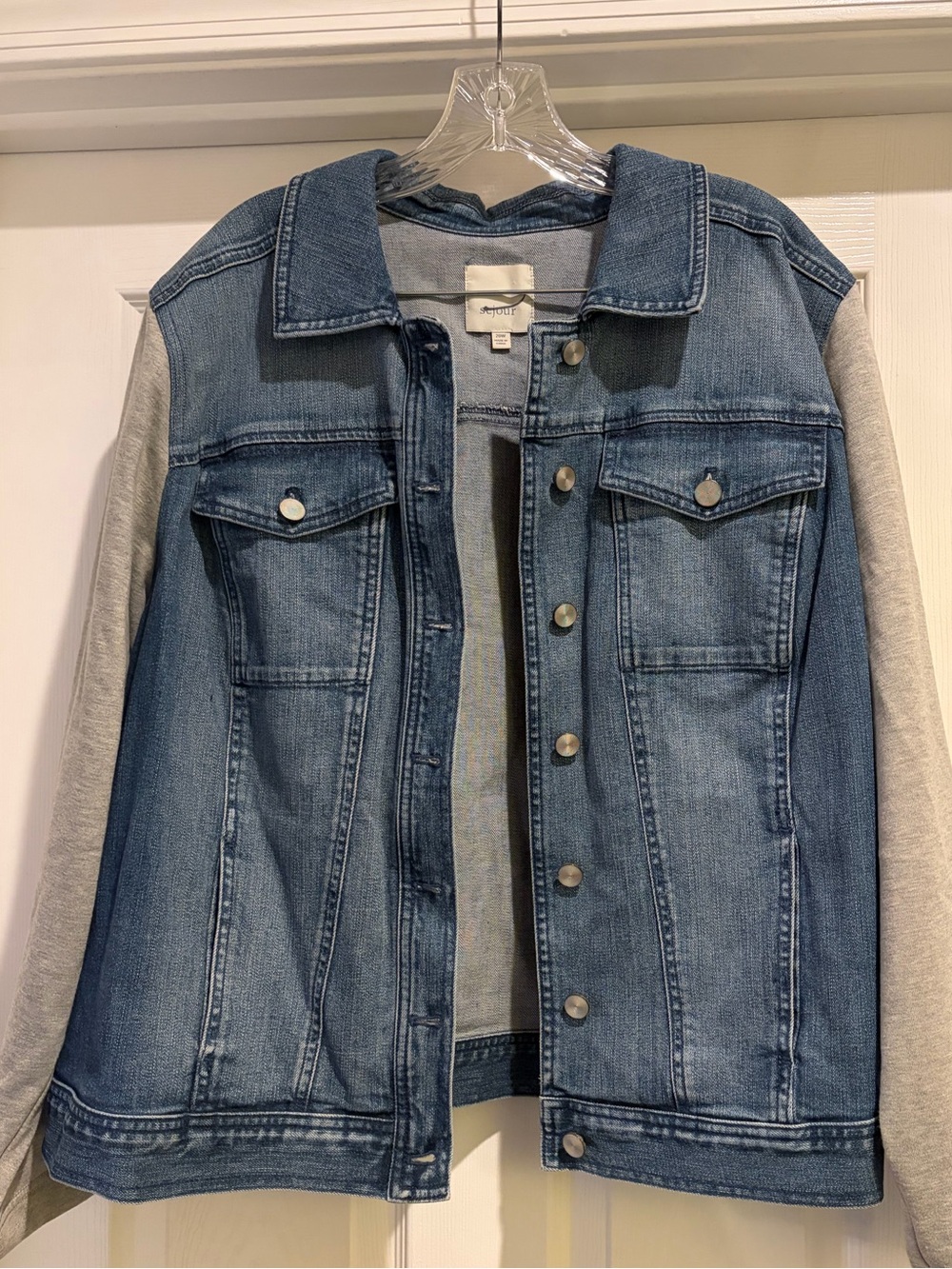 Sejour Denim Jacket with Knit Sleeves Size 20W